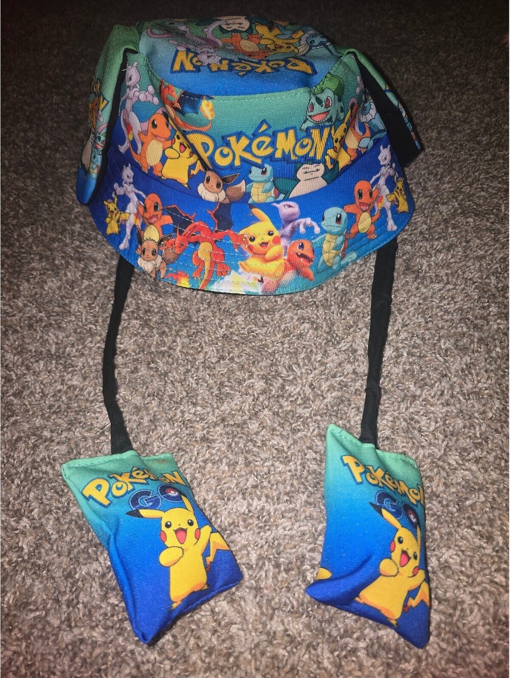 Pokemon Bucket Hat with Ear Flap and Pikachu Weights